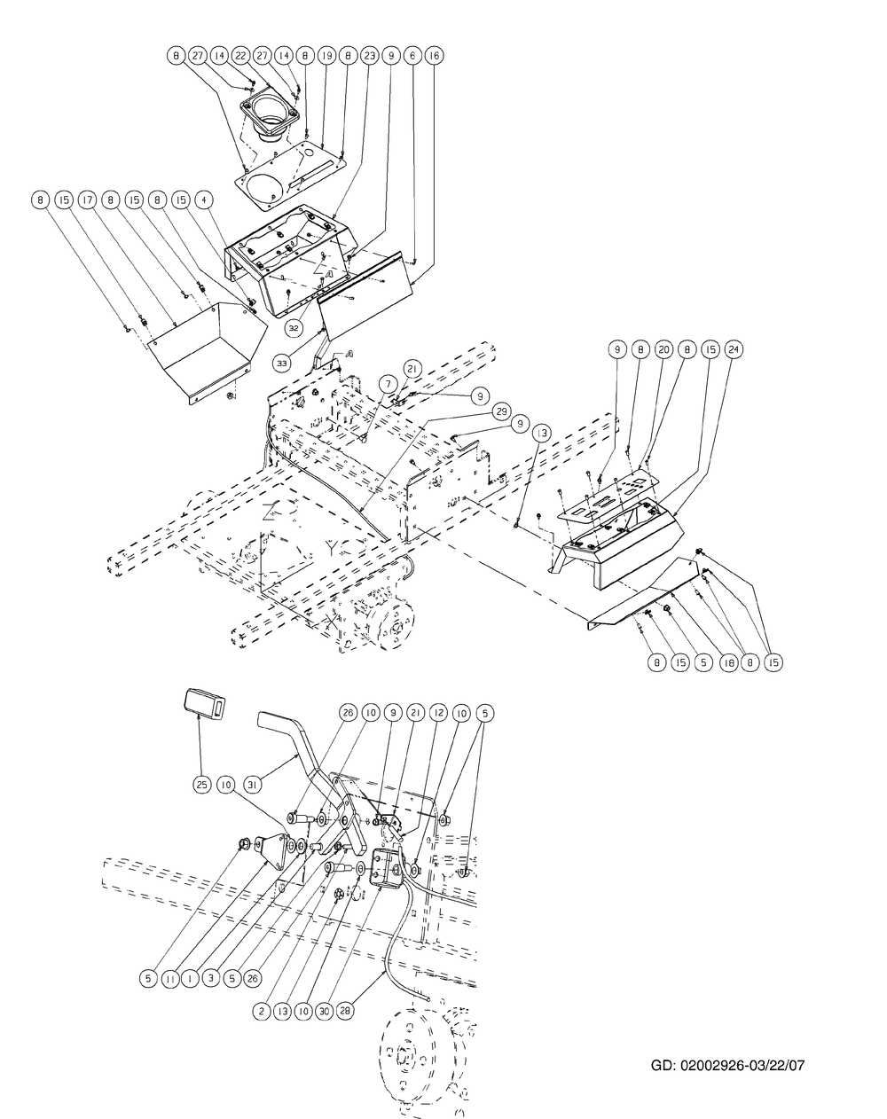 Brake Assembly Diagram and Parts List for M54-KW 53AI8CTW750-23HP-OHV Cub Cadet Lawn Tractor